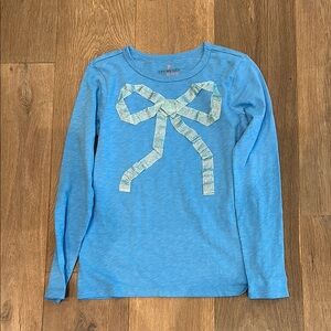 Crewcuts Blue Long Sleeve Tee with Bow Design